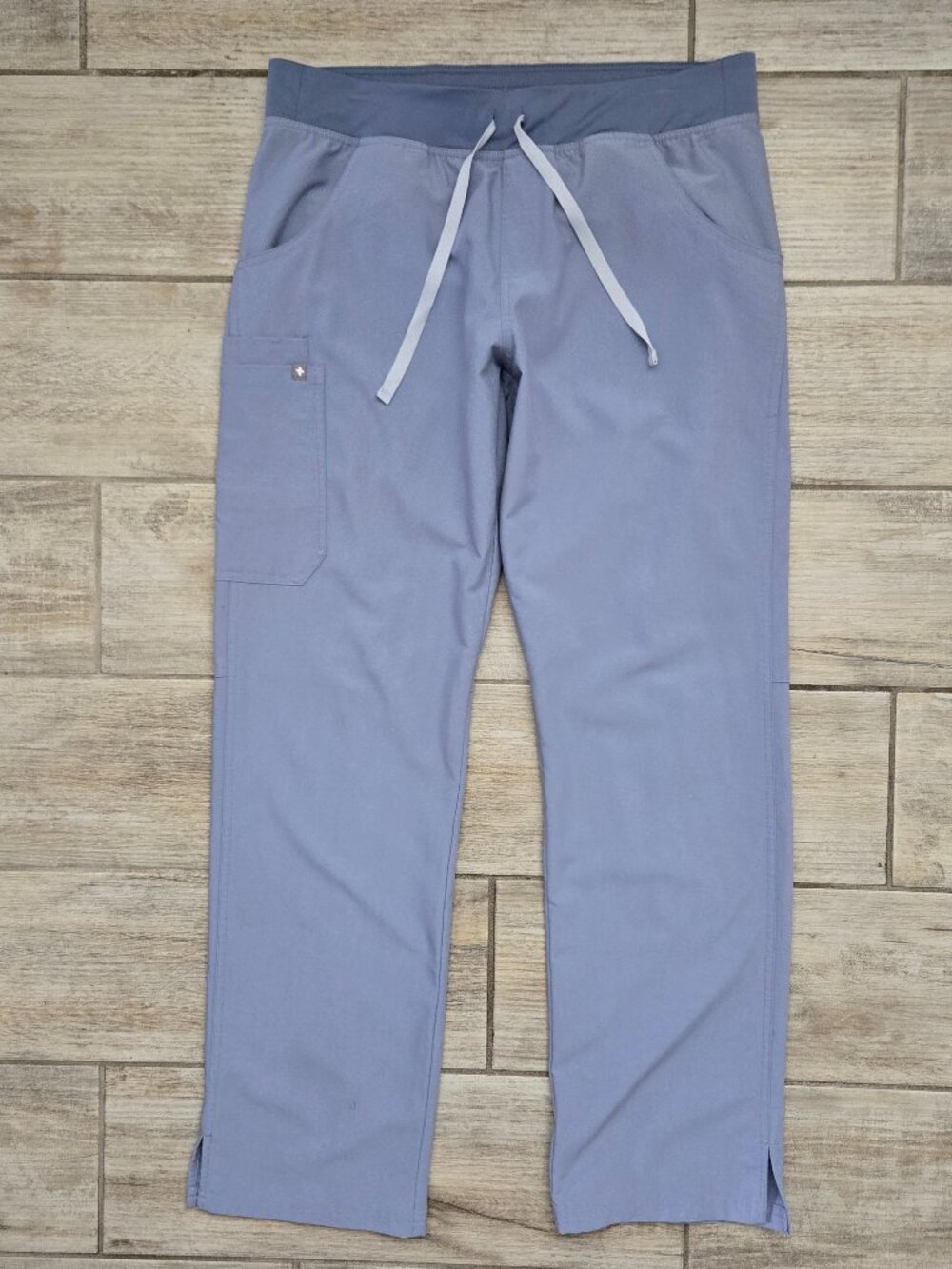 Figs Kade Cargo Scrub Pants Women Mid Blue Straight Leg Medical Performance LT